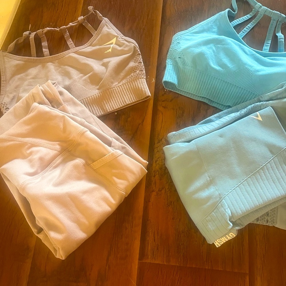 Gymshark Activewear Sets in Light Blue and mauve both sets $30